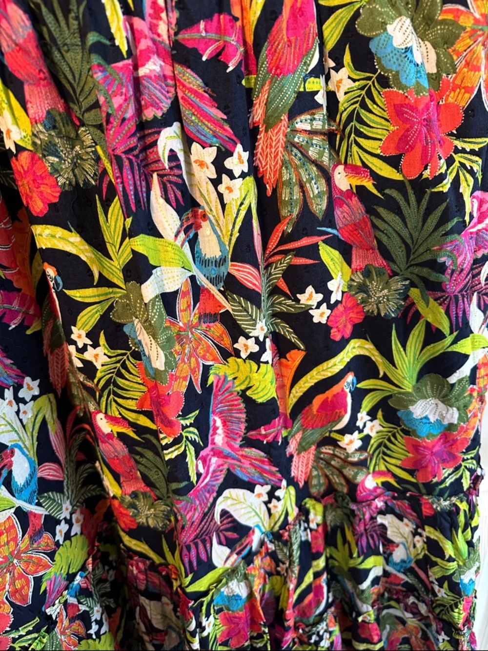 crown & ivy Navy Floral Smocked Sundress with Multicolor Trim - Picture 3 of 3